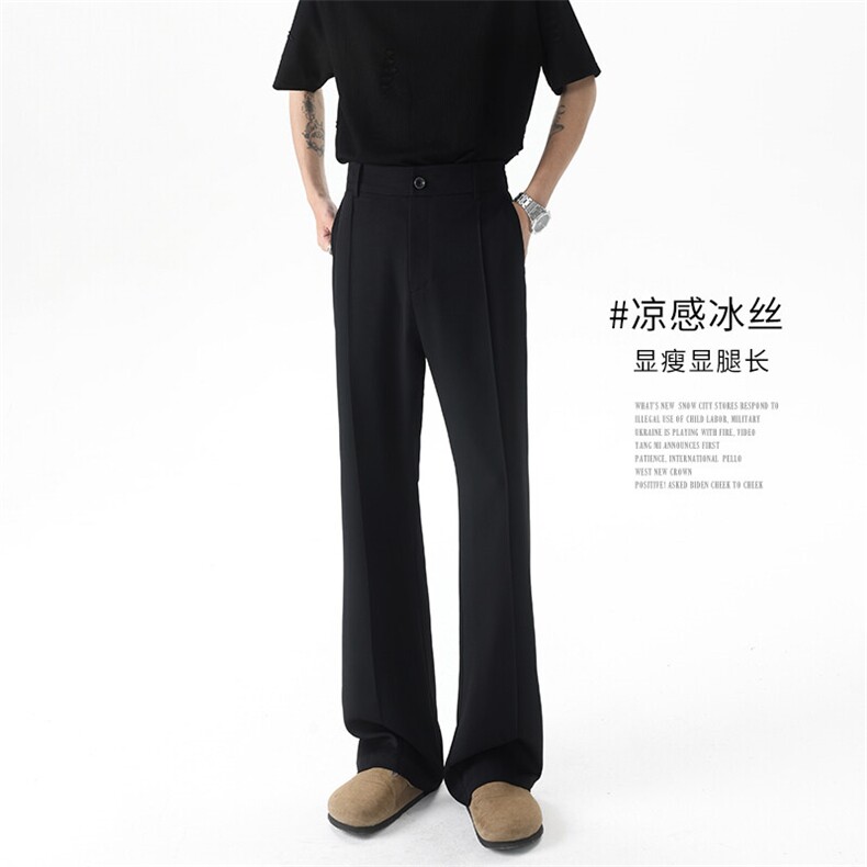 冰丝西裤 5X1053-TP4578 百搭港风休闲解构设计感垂感小西裤图片