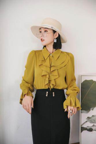 木耳边衬衣，其它，西子靓影