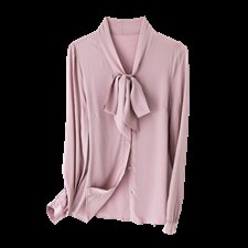 2025春装蝴蝶结真丝衬衫女长袖纯色桑蚕丝上衣衬衣通勤飘带小衫，女装衬衫，阿舍尔精品