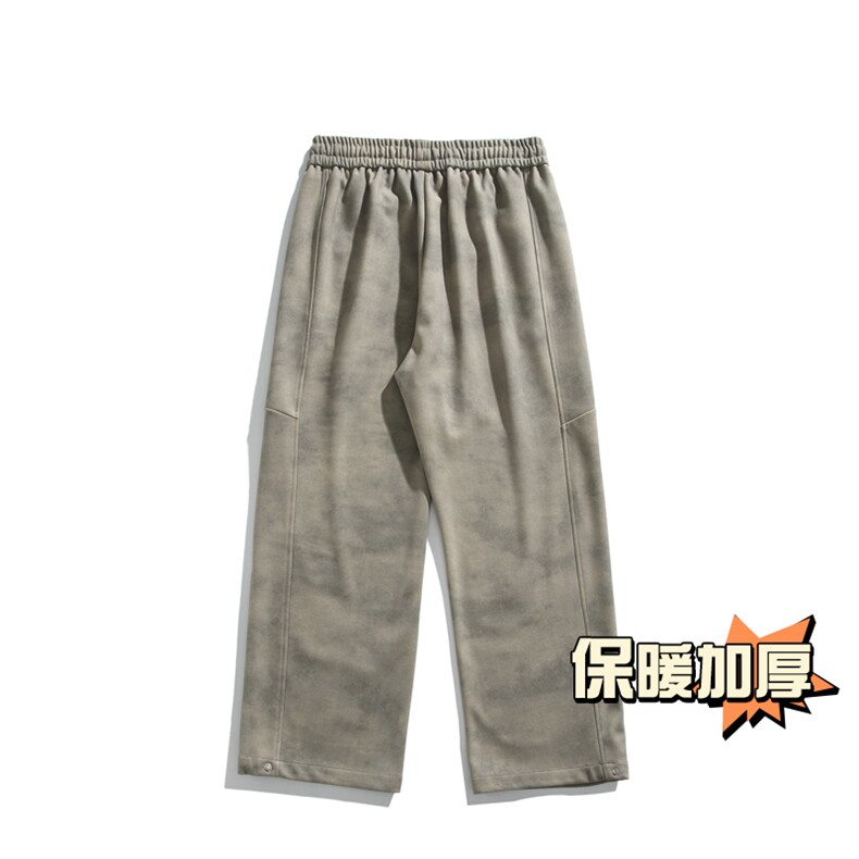 白底平铺加厚保暖毛呢直筒拖地阔腿裤扎染纽扣小脚裤男7991-P65,男装休闲裤,电商C305A