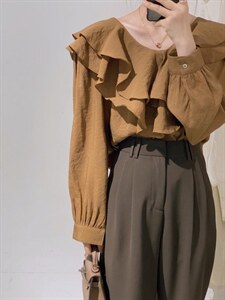 韩系荷叶边小衫,其它,驿谷