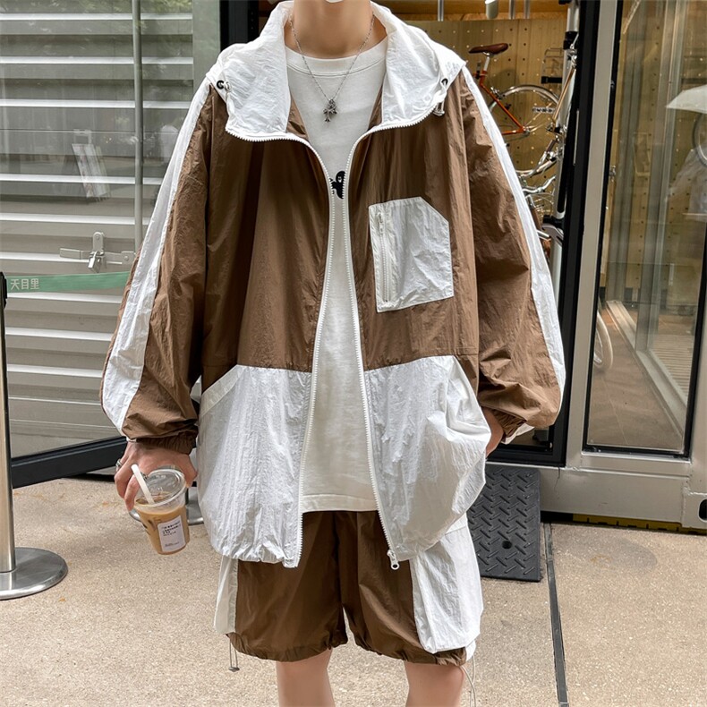 夏季夹克衫防晒服套装 运动风撞色时尚防晒衣男 XZ514-2-1610-P98图片