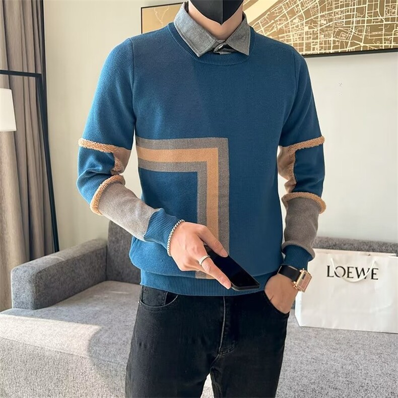 假两件衬衫领毛衣秋冬男士轻熟风休闲线衣Y3347P65,男装针织衫/毛衣,星座1116-2