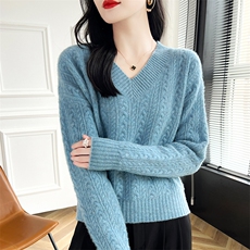 麻花羊毛衫女宽松外穿洋气韩版百搭2024秋季新款针织衫，女装羊毛衫，蒙特羊绒