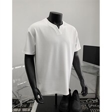 假模特批250克男装夏季新款大码宽松短袖T恤夏装V领打底衫S399P20，男装T恤，电商A233-1