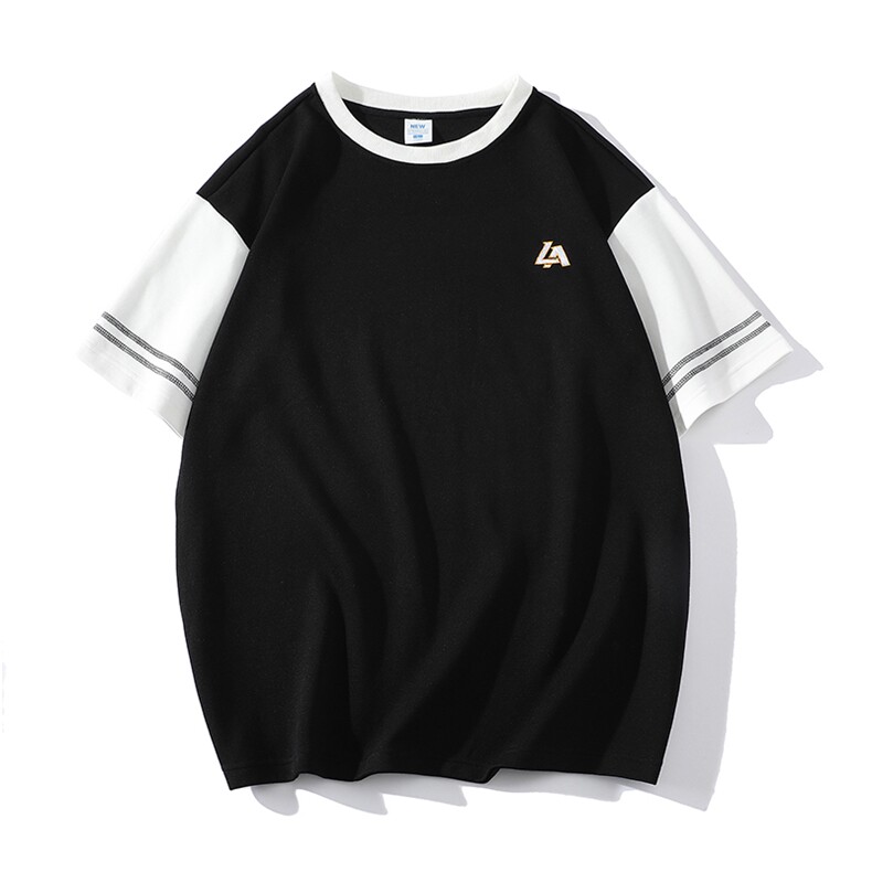 新款英伦夏季时尚拼色袖子ins小众百搭青少年T恤ZDY3415-P49,男装T恤,星座717