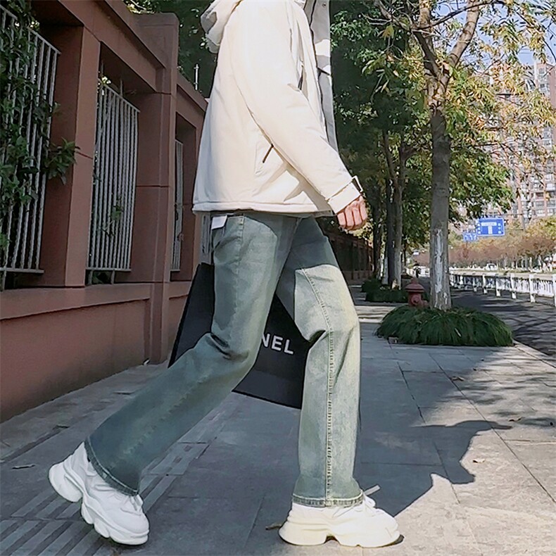 秋冬季男款长裤美式复古微喇叭牛仔裤高街休闲裤1412-2/992/P60，男装牛仔裤，星座1412-2