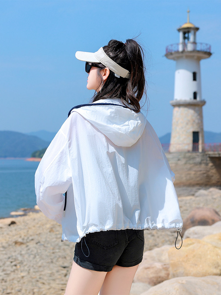 【拉奈海岸】防晒衣女短款2025夏新款宽松透气冲锋衣连帽薄外套潮,女装防晒衣,可可小西