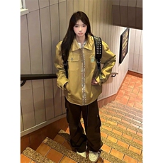 春季新款港风美式复古宽松中长款翻领工装夹克设计感JK1432-P95，男装夹克，星座313A(原308A-2)