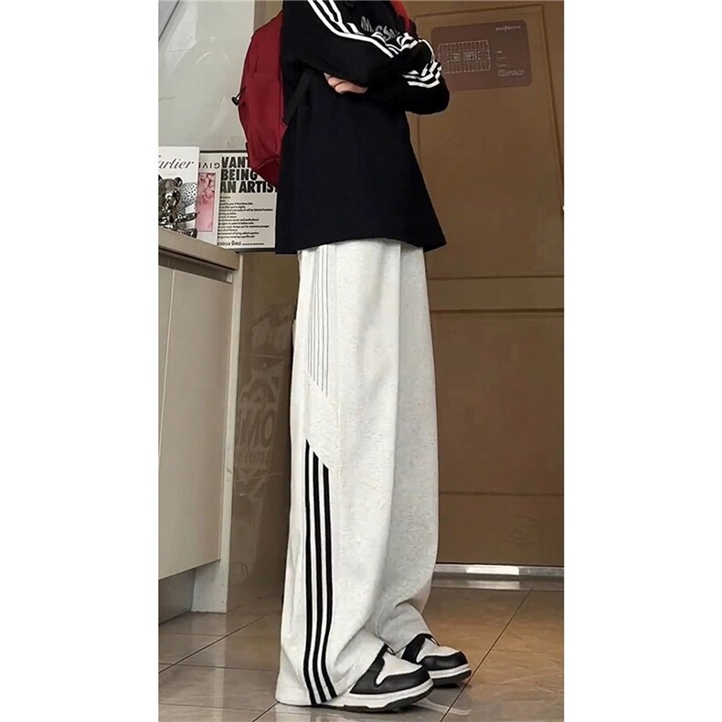美式三条杠运动休闲裤男秋季高街vibe篮球裤子cleanfit条纹直筒裤,男装休闲裤,星座516A