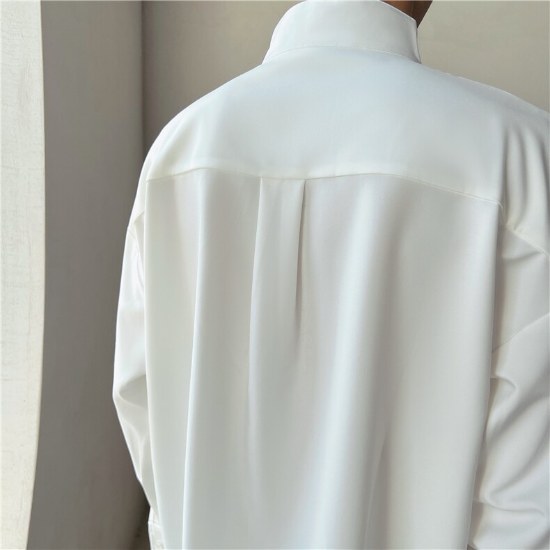 轻熟风小众抽褶条纹衬衫立领设计感衬衣演出服CY17/P35,男装衬衫,电商A243