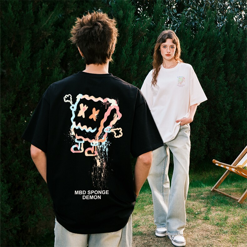 网图230克精梳棉重磅纯棉T恤大码宽松印花，男装T恤，星座1611B