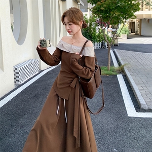 韩版显瘦长袖上衣半身裙两件套女2025春秋季新款百搭收腰气质套装图片