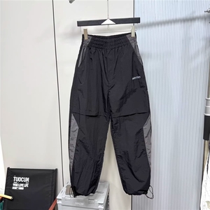 2025新款美式高街拼接工装裤男款夏季薄款速干阔腿裤子宽松休闲裤