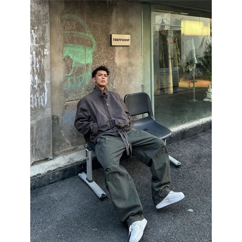 冬季休闲宽松休闲直筒裤男加厚阔腿长裤1008-LJ799-P50加绒P63,男装卫衣,星座1008