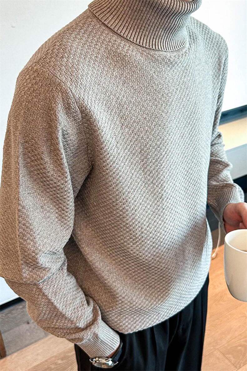 高领毛衣打底衫菠萝纹上衣针织衫W6003-P53,男装针织衫/毛衣,星座1012-1