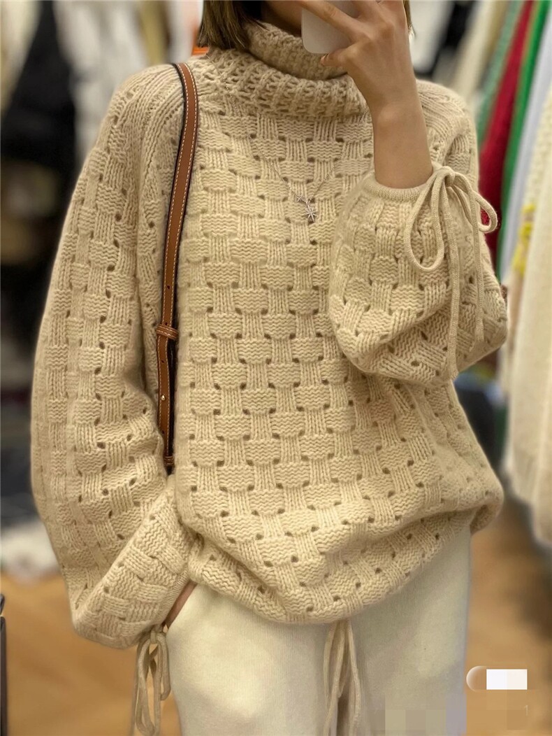 复古慵懒风毛衣女秋冬季宽松休闲针织衫上衣,女装羊毛衫,思途羊绒