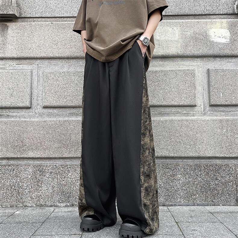新款夏季高街宽松垂感直筒拖地裤男生休闲裤西裤1008-28355-P45,男装休闲裤,星座1008