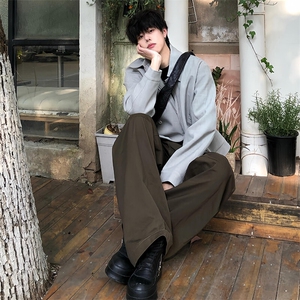 美式正肩夹克男生春季穿搭2025新款翻领行政上衣简约休闲西服外套