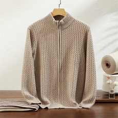 2024秋冬新款山羊绒男士半高领拉链羊绒开衫男装，男装羊绒开衫，镁纯羊绒