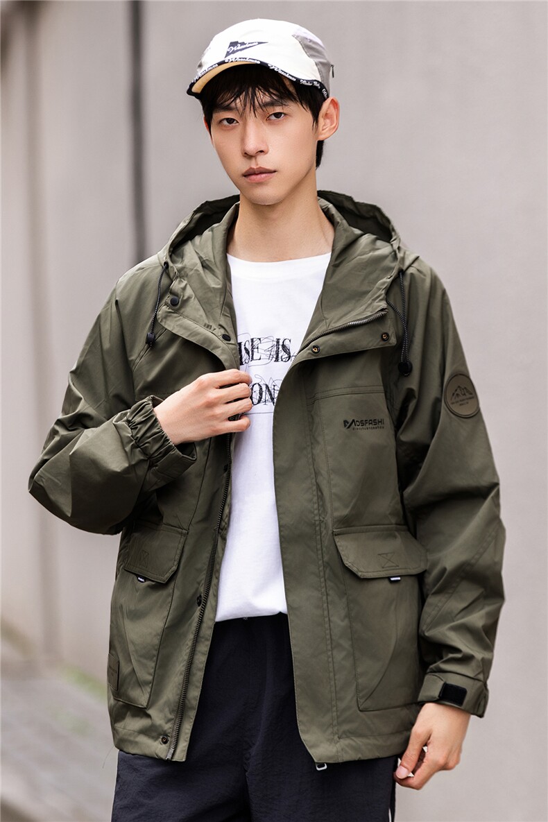 新款连帽工装休闲外套男宽松百搭潮流时尚夹克痞帅上衣61019-P105,男装夹克,电商D215