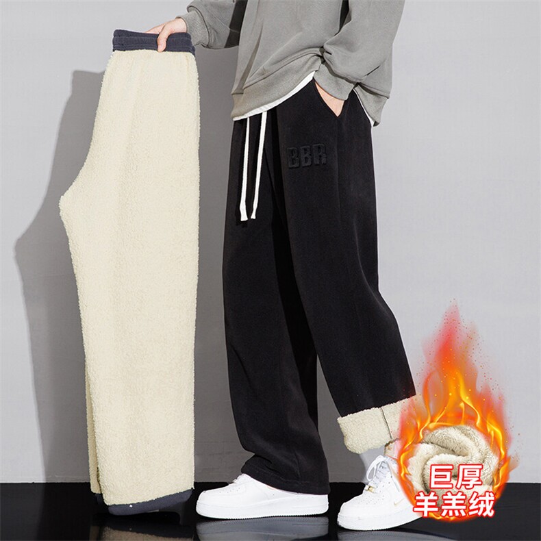 217-2-NK557-P45 冬季新款羊羔绒加绒加厚直筒休闲裤男大码卫裤图片