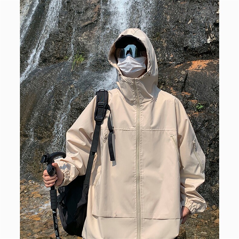 港风大码山系户外男女情侣款防水连帽冲锋衣XZ213-JK9902-P75控98,男装夹克,星座213