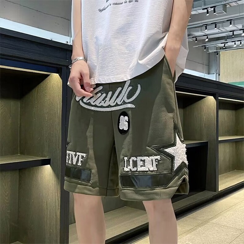 高街短裤男夏季ins潮牌胖子嘻哈中裤宽松运动五分裤DK066-p33,男装牛仔裤,星座1008