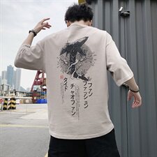 ins复古原宿风情侣短袖t恤男士潮流百搭五分袖打底上衣DS342TP25，男装T恤，电商A102