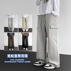 2025秋冬新款休闲男裤厚款直筒宽松松紧腰橡筋工装裤子潮3361-P42，男装工装外套，星座1006