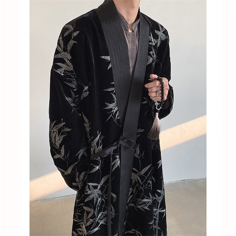 现货！25春季满身刺绣银竹重工新中式道袍文艺范风衣MJ1071-P218,男装风衣,电商B288