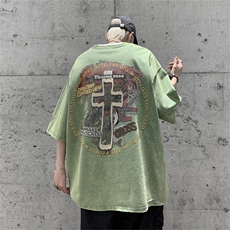 TX12XZ517A-6P35夏季新款水洗做旧T恤，男装T恤，星座517A-6