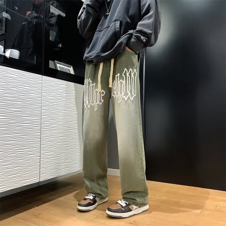牛仔裤男秋季潮大码休闲裤子高街Z7107P45,男装牛仔裤,星座1116-2