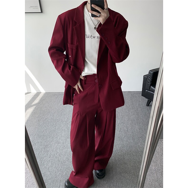 潮流休闲西装外套高级痞帅宽松韩版自带垫肩西服外套可整套搭配图片