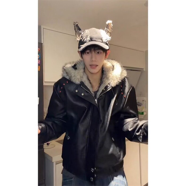 JY693-P138 座山雕毛领棉服运动休闲潮牌帅气外套图片
