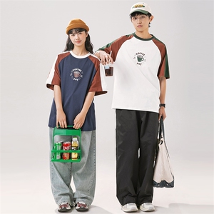 2025夏季新款男装日系潮牌纯棉印花圆领宽松短袖休闲T恤T966-F47图片