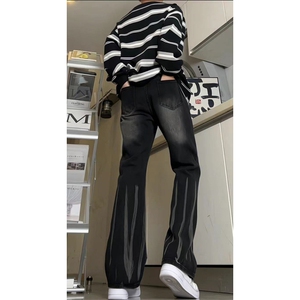 美式ins高街hiphop微喇扎染牛仔裤货号K2313P55控78图片