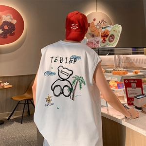 得物抖音直播品质纯棉250克重磅男无袖背心T恤T523P28控39
