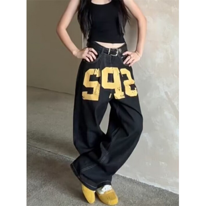 春秋季新款美式复古牛仔裤女直筒阔腿宽松高街休闲长裤子 NB382图片