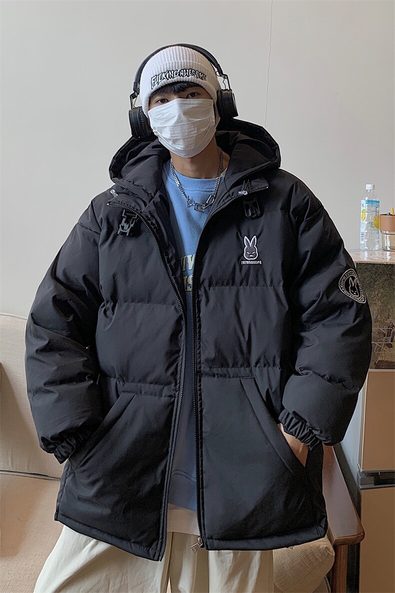 港风新品小兔刺绣宽松男士棉衣韩版情侣棉服冬装外套G1035P128,男装棉衣,电商A339