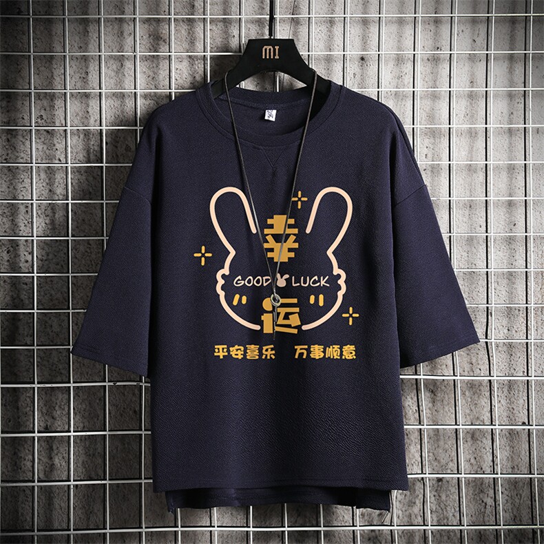 春夏季七分袖t恤男大码五分袖男短袖中袖网格挂拍Q11297-P30,男装T恤,电商A040A