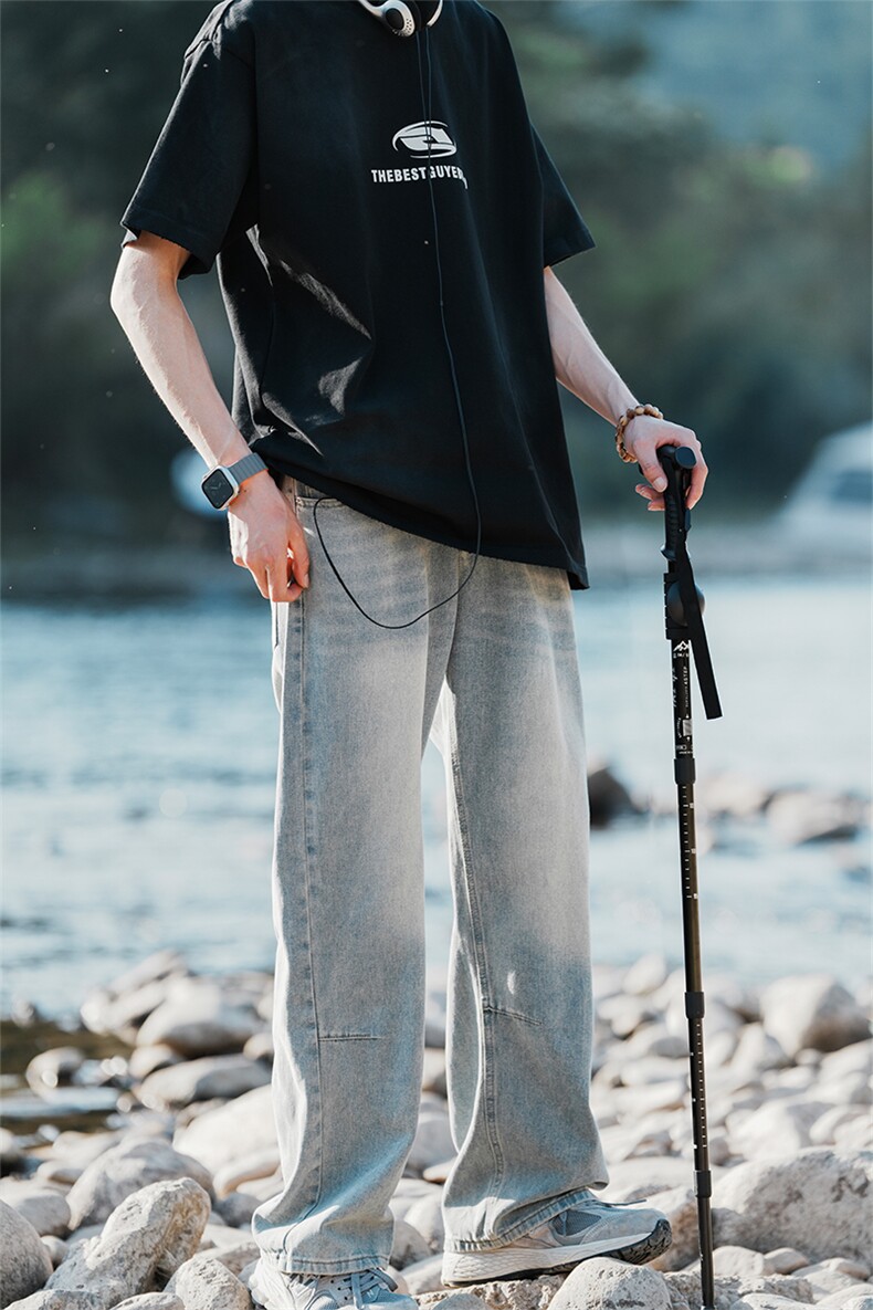 2025夏季宽松直筒垂感阔腿裤美式高街薄款男裤XZ205-1-K3021-P50,男装休闲裤,星座610A-1