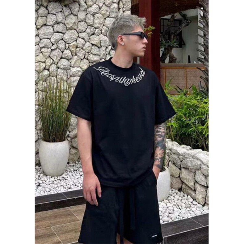 复古潮牌字母短袖t恤男夏季设计感休闲黑色重磅半袖上衣T193,男装T恤,星座1116A（原606A-3）