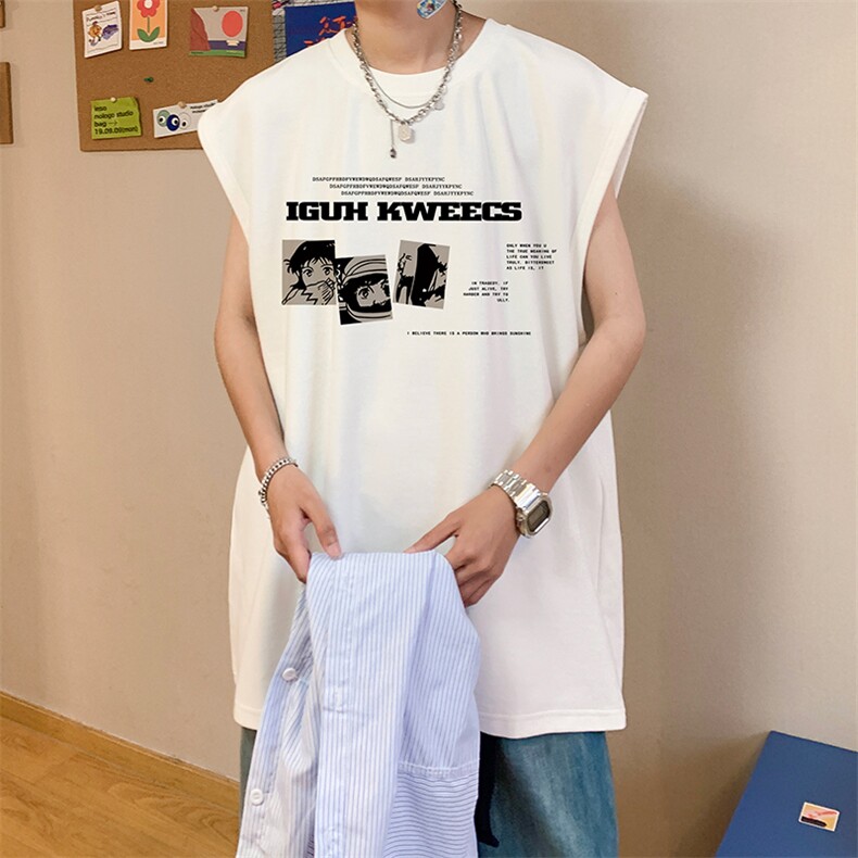 量大优供视频得物直播品质220克夏季纯棉背心无袖T恤WB106,男装T恤,电商A486