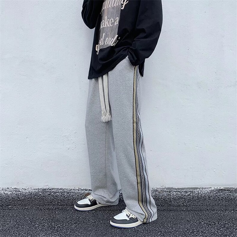 美式ins炸街运动裤男宽松垂感休闲长裤品质织带裤K0255P40,男装休闲裤,星座1116-2
