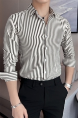 2024秋季男士修身高级感条纹长袖衬衫型男衬衣301A-1/CS459/P55，男装衬衫，星座301A-1