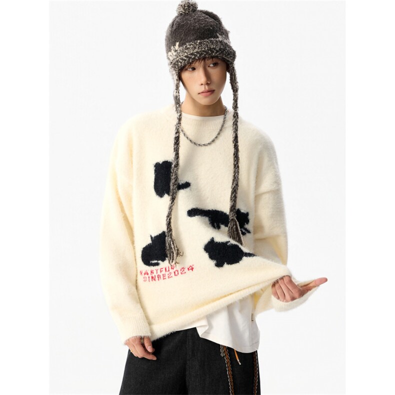 潮牌圆领毛衣冬季美式慵懒风情侣，MY5-P55-控98，男装针织衫/毛衣，星座603