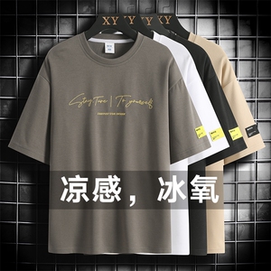 冰氧仿棉短袖网格挂拍体恤休闲百搭字母印花男上衣TC3152-P22控48图片