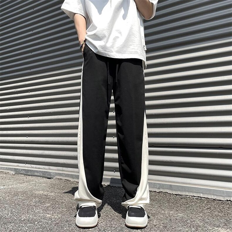 冰丝坠感休闲裤男女 直筒个性显高长裤子KK428/P35图片 冰丝坠感休闲裤男女 直筒个性显高长裤子KK428/P35图片