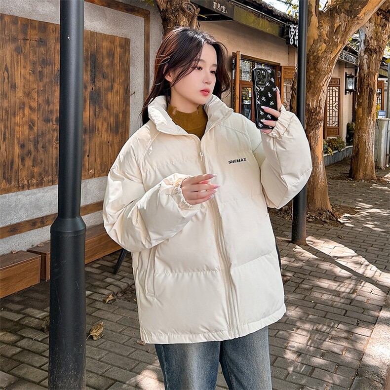 黑色棉服女冬2025新款韩系小个子情侣休闲百搭加厚立领面包服,男装棉衣,星座1210-1